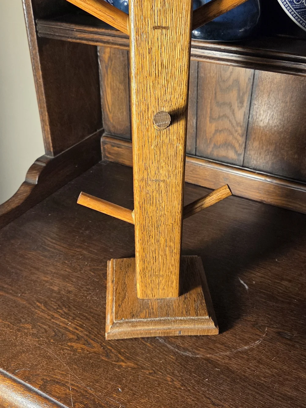 Vintage Wooden Jewelry Tree Stand in Warm Oak